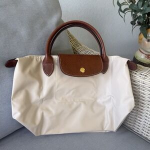 Longchamp Le Pliage Small Pebble  Creamy beige original top handle bag NWOT